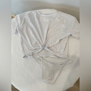 White Knotted Crop Top and Bikini Set 
Oh Polly